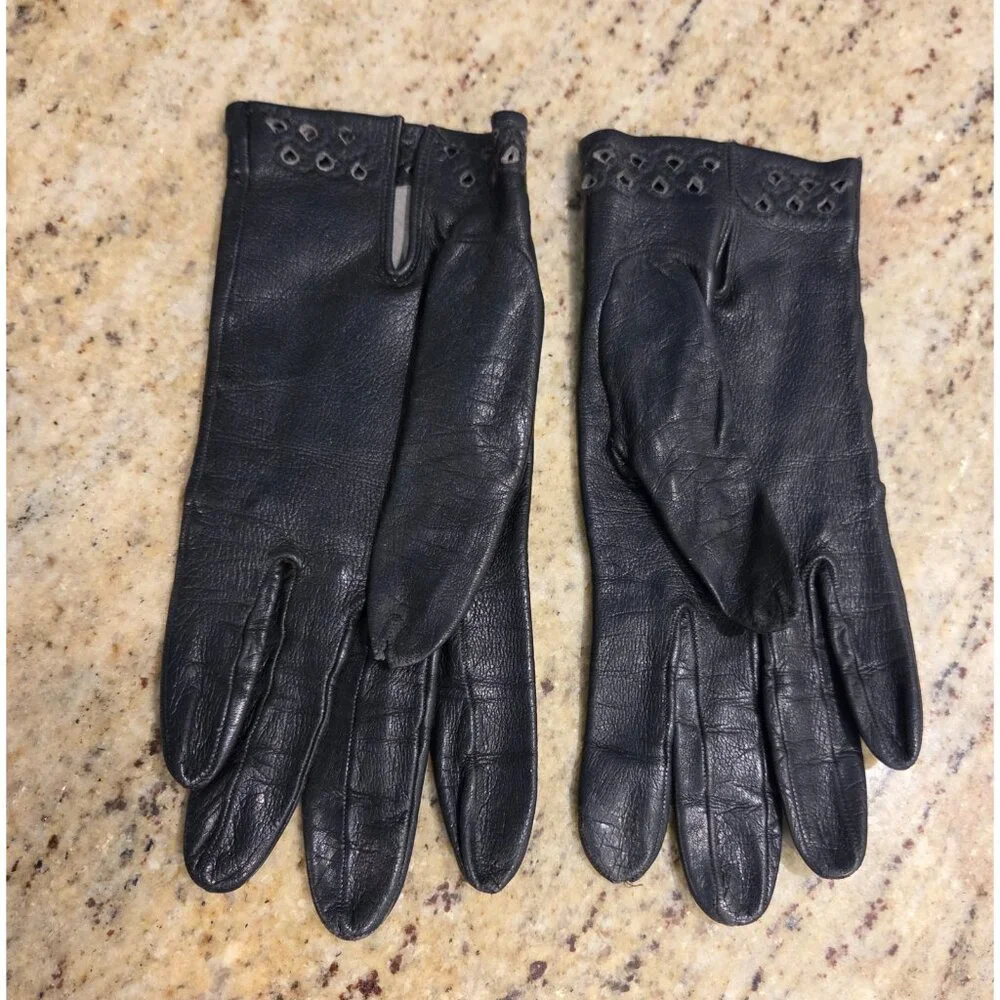 Vintage Womens Size M Black Leather Formal 8